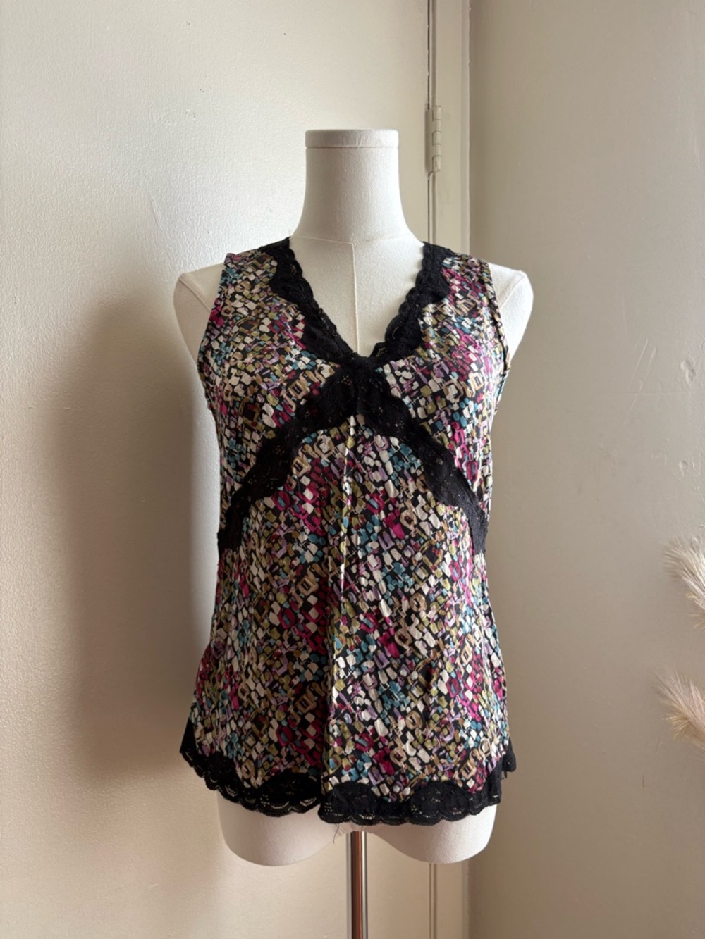 liz Claiborne y2k silk lace sleeveless top